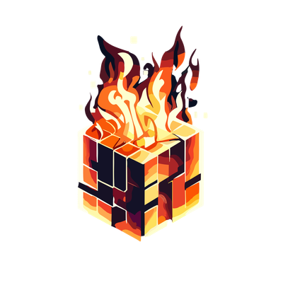 Logo BurningCube — hořící Minecraft kostka